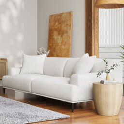 "Valencia Kotor Modern Fabric 91""sofa White Color Kiln-Dried Wood Premium Fabric Extra Firm Cushion" - thumbnail 4
