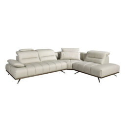 Angel Cerda Right Chaise Longue Sofa In Light Grey Leather - thumbnail 1