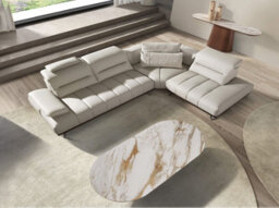 Angel Cerda Right Chaise Longue Sofa In Light Grey Leather - thumbnail 3