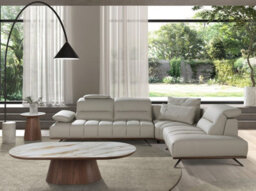 Angel Cerda Right Chaise Longue Sofa In Light Grey Leather - thumbnail 4