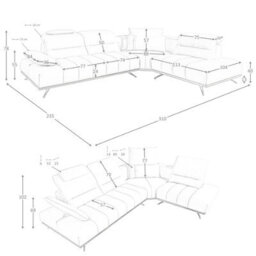 Angel Cerda Right Chaise Longue Sofa In Light Grey Leather - thumbnail 8