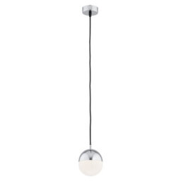 Luminosa Lighting Luminosa Livia 12Cm Globe Pendant Ceiling Light Opal Matt, Chrome Ip44 - thumbnail 1