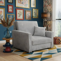 Viva Bis I Premium Sofa Bed Armchair For Living Room Chipboard Foam Springs Wooden Frame 103X85X98Cm 80X196Cm Light Grey - thumbnail 2