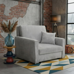 Viva Bis I Premium Sofa Bed Armchair For Living Room Chipboard Foam Springs Wooden Frame 103X85X98Cm 80X196Cm Light Grey
