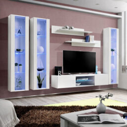 "Arte Fly P2 310Cm White Gloss Display Media Wall - Slim Led Entertainment Unit For Tvs Up To 60"""