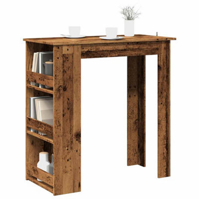 Berkfield Bar Table With Storage Rack Old Wood 102X50X103.5 Cm - image 1