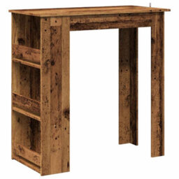 Berkfield Bar Table With Storage Rack Old Wood 102X50X103.5 Cm - thumbnail 2