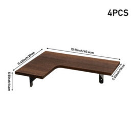 Living And Home Four Pack L Shaped Brown Paulownia Wood Wall Mount Corner Shelves - thumbnail 9
