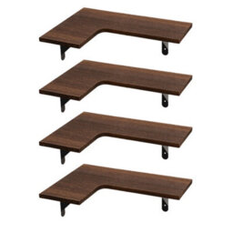 Living And Home Four Pack L Shaped Brown Paulownia Wood Wall Mount Corner Shelves - thumbnail 4
