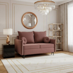 Leon Small Mdf Sofa Bed With Dl Unfolding Mechanism Bonell Spring Storage And Metal Legs 145X94X101Cm Dusty Pink - thumbnail 1