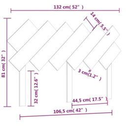 Vidaxl Bed Headboard Black 132X3X81 Cm Solid Wood Pine Bed Headboards - thumbnail 6