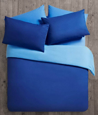 Velosso Teddy Fleece Duvet Cover & Pillowcase Set In Plush & Cosy Bedroom Decor, Durable Bed Linen, Machine Washable - French Blue
