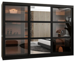 Arte Parma Ii Sliding Door Wardrobe (H2000mm W2500mm D620mm) With Shelves -Black Matt - thumbnail 2
