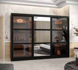 Arte Parma Ii Sliding Door Wardrobe (H2000mm W2500mm D620mm) With Shelves -Black Matt