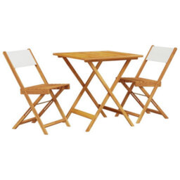 Walplus 3 Piece Bistro Set Cream White Fabric And Solid Wood - Cushion Not Included - thumbnail 2