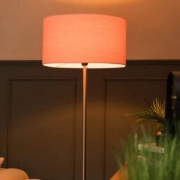 Valuelights Tavel Brushed Chrome Silver Floor Lamp With Table And Pink Shade - thumbnail 5