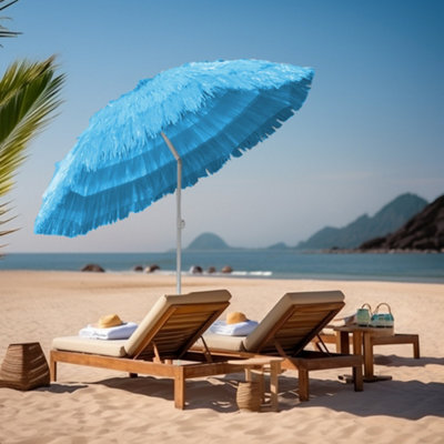 Sundaze 1.6M Blue Hawaiian Parasol Outdoor Beach Patio Umbrella Uv Protection - image 1