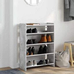 Berkfield Elegant Shoe Rack Concrete Grey 80X25X61.5 Cm Engineered Wood - thumbnail 3