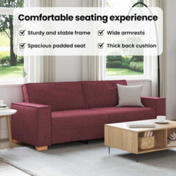 Vidaxl 3-Seater Sofa Wine Red 220 X 78 X 84 Cm Fabric - thumbnail 8