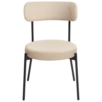 Wyld And Coco Set Of 2 Light Beige Bouclé Dining Chairs With Black Steel Legs - image 1