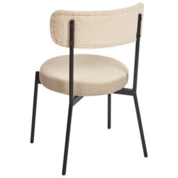 Wyld And Coco Set Of 2 Light Beige Bouclé Dining Chairs With Black Steel Legs - thumbnail 7