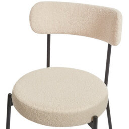 Wyld And Coco Set Of 2 Light Beige Bouclé Dining Chairs With Black Steel Legs - thumbnail 8