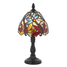 Mini Tiffany Glass Table Lamp - Dark Bronze Effect - Requires 40W E14 Golf Bulb - thumbnail 5