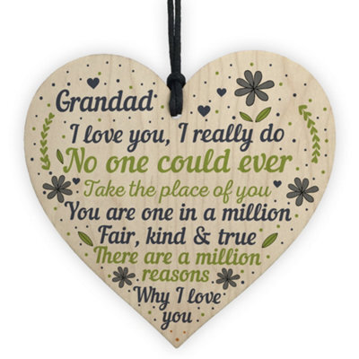 Red Ocean Cute Fathers Day Gift For Grandad Wooden Heart Grandad Gifts From Grandchildren Keepsake - image 1
