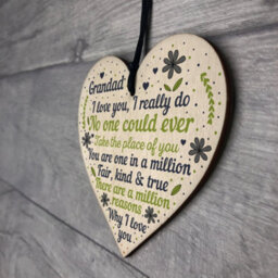 Red Ocean Cute Fathers Day Gift For Grandad Wooden Heart Grandad Gifts From Grandchildren Keepsake - thumbnail 7
