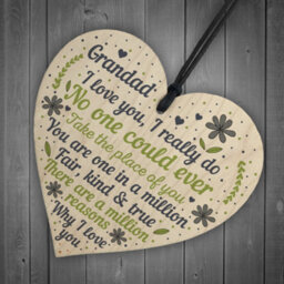 Red Ocean Cute Fathers Day Gift For Grandad Wooden Heart Grandad Gifts From Grandchildren Keepsake - thumbnail 6