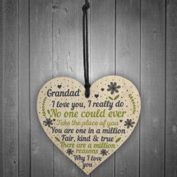 Red Ocean Cute Fathers Day Gift For Grandad Wooden Heart Grandad Gifts From Grandchildren Keepsake - thumbnail 2