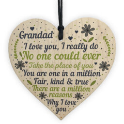 Red Ocean Cute Fathers Day Gift For Grandad Wooden Heart Grandad Gifts From Grandchildren Keepsake - thumbnail 1