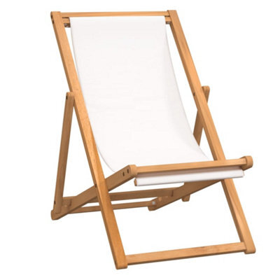 Berkfield Deck Chair Teak 56X105X96 Cm Cream - image 1