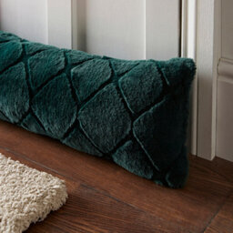 Catherine Lansfield Cosy Diamond Faux Fur Door Draught Excluder Bottle Green - thumbnail 2