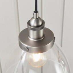 Anson Lighting Pampa Pendant Light Finished In Brushed Silver Paint And Clear Glass - thumbnail 6