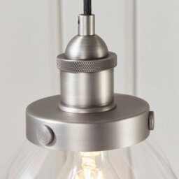 Anson Lighting Pampa Pendant Light Finished In Brushed Silver Paint And Clear Glass - thumbnail 7