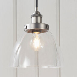 Anson Lighting Pampa Pendant Light Finished In Brushed Silver Paint And Clear Glass - thumbnail 5