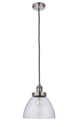 Anson Lighting Pampa Pendant Light Finished In Brushed Silver Paint And Clear Glass - thumbnail 3