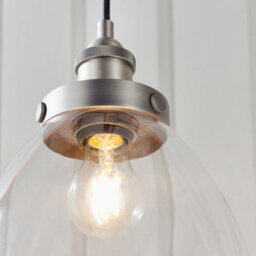 Anson Lighting Pampa Pendant Light Finished In Brushed Silver Paint And Clear Glass - thumbnail 8