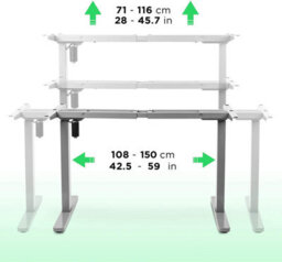 Duronic Tm12 Gy Sit Stand Desk Frame, Height Adjustable, Memory Function, Electric Single Motor/2 Stage - Base Frame Only - Grey - thumbnail 3