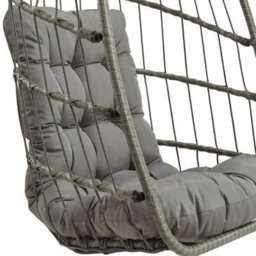 MonsterShop Hanging Egg Chair Grey Rattan Swing Garden Hammock With Cushion Outdoor Indoor - thumbnail 6