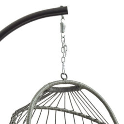 MonsterShop Hanging Egg Chair Grey Rattan Swing Garden Hammock With Cushion Outdoor Indoor - thumbnail 9