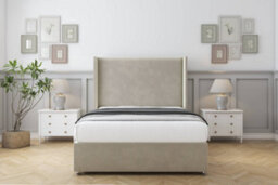 "Sloomy Devonshire Cream Plush Divan Bed With Mattress 2 Drawers Foot-End With 54"" Wingback Headboard 4' Small Double" - thumbnail 1