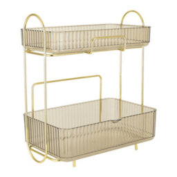 Living And Home 2 Tiers Plastic Desktop Makeup Organiser Cosmetic Organiser,gold