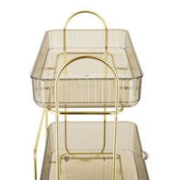 Living And Home 2 Tiers Plastic Desktop Makeup Organiser Cosmetic Organiser,gold - thumbnail 6