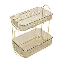 Living And Home 2 Tiers Plastic Desktop Makeup Organiser Cosmetic Organiser,gold - thumbnail 5