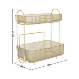 Living And Home 2 Tiers Plastic Desktop Makeup Organiser Cosmetic Organiser,gold - thumbnail 8