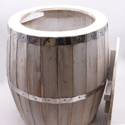 Serenityy Barrel-Style Table Whitewash Natural Finish, Outdoor Storage, 60Cm H X 48.5Cm W - image 1