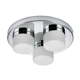 Luminosa Lighting Luminosa Pure 3 Light Semi Flush Bathroom Ceiling Light Chrome, Opal Glass Ip44, G9 - thumbnail 2