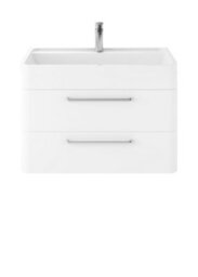 Hudson Reed Solar Wall Hung 2-Drawer Vanity Unit, Elegant Vanity Unit In Bathroom With Soft Close Drawers, Pure White - thumbnail 1